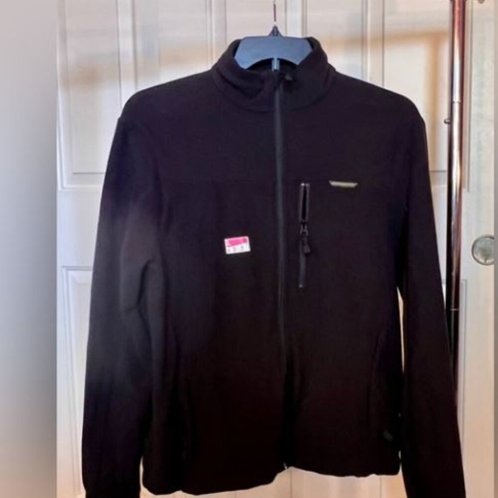 Men's Decathlon Black Fleece Jacket with Regular Fit